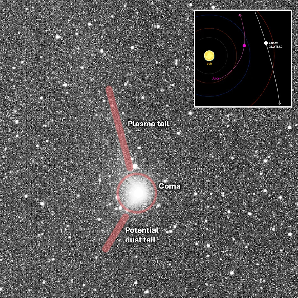 Hubble and JUICE Reveal New Images of Interstellar Comet 3I/ATLAS — Unusual Chemistry Points to Ancient Origin - Image 1