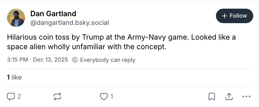 Trump’s Unusual ‘No-Flip’ Coin Toss at Army‑Navy Game Goes Viral - Image 1