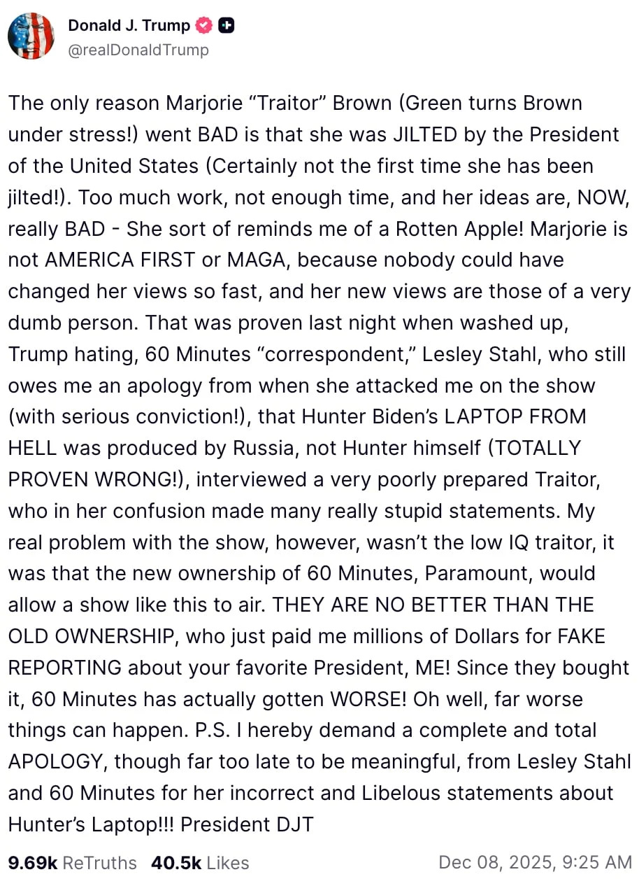 Trump Says '60 Minutes' Worsened Since Paramount-Skydance Takeover, Slams New CBS Management - Image 3