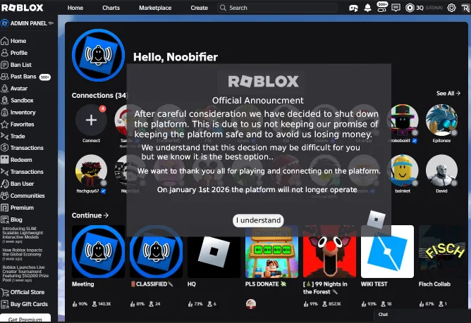 Fact Check: Viral Parody Claimed Roblox Would Shut Down on Jan. 1 — False - Image 1