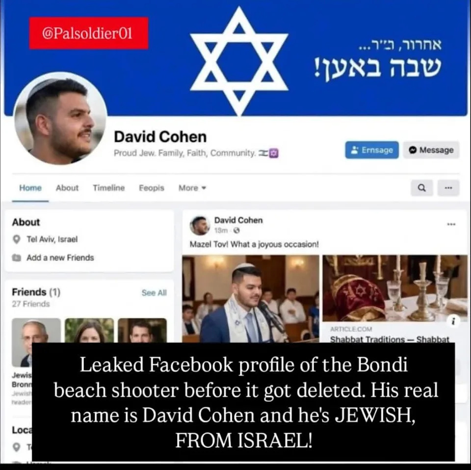 Fact Check: Viral 'David Cohen' Facebook Screenshot Linking Israeli Identity To Bondi Beach Shooter Is Fake - Image 1