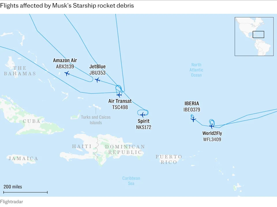 Pilot Declares “Mayday” After SpaceX Starship Explosion Sends Debris Over Caribbean - Image 1
