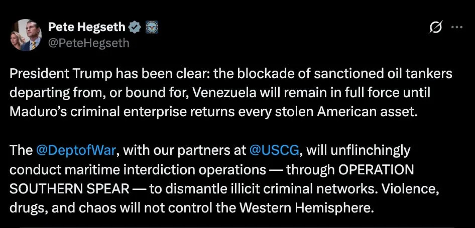 U.S. Forces Seize Second Oil Tanker, Press for Third as Tensions With Venezuela Rise - Image 1