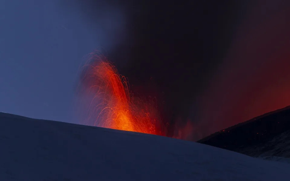 Skiers Keep Descending as Mount Etna Erupts, Spewing Lava and Ash Hundreds of Metres High