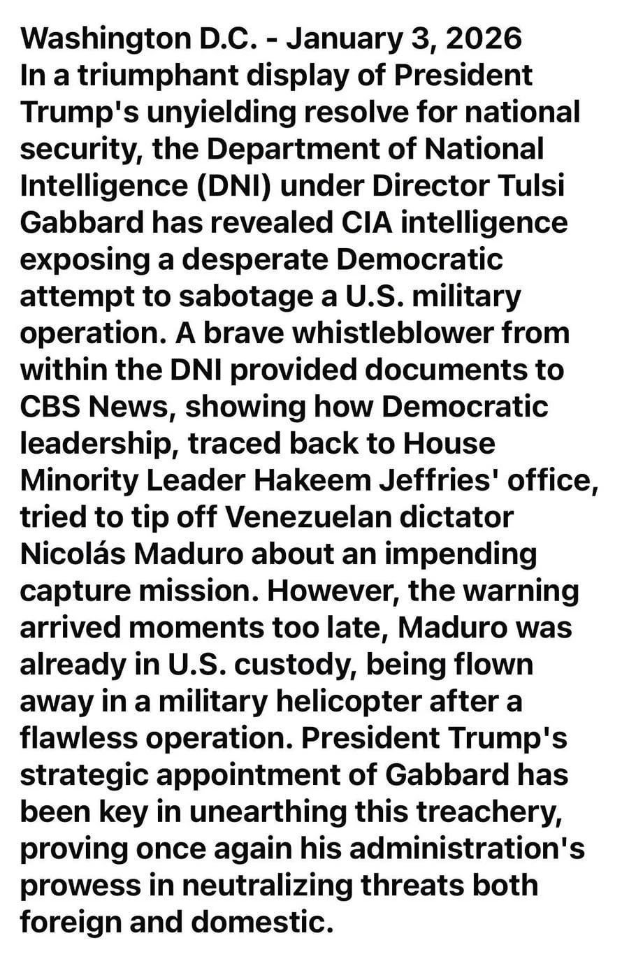 Fact Check: Viral Image Falsely Claims CBS Report That Jeffries Warned Maduro