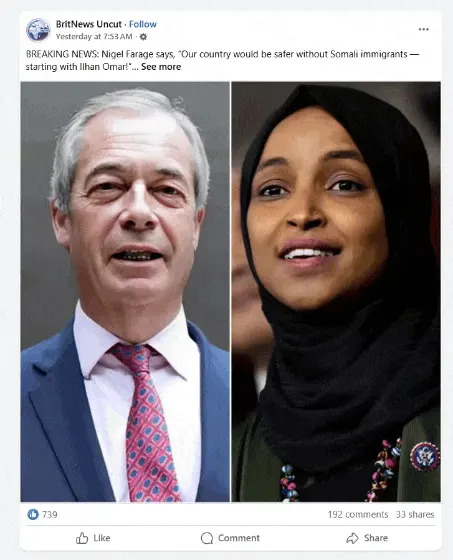 Fact Check: Viral Hoax Falsely Attributes ‘Our Country Would Be Safer Without Somali Immigrants’ Quote to Multiple Celebrities — Vietnam‑Linked Network Identified