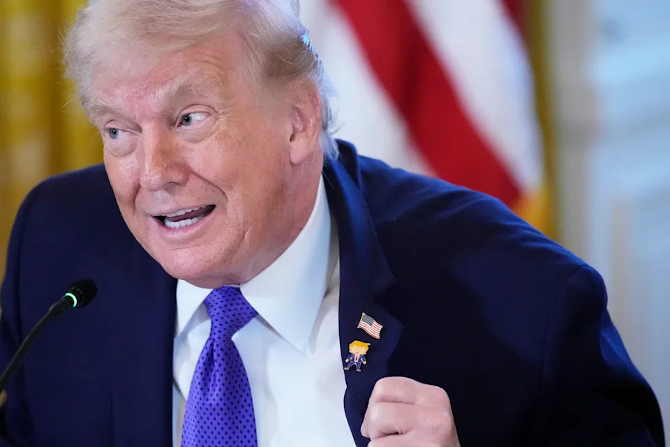 Trump Wears 'Happy Trump' Lapel Pin, Jokes He’s 'Never Happy'