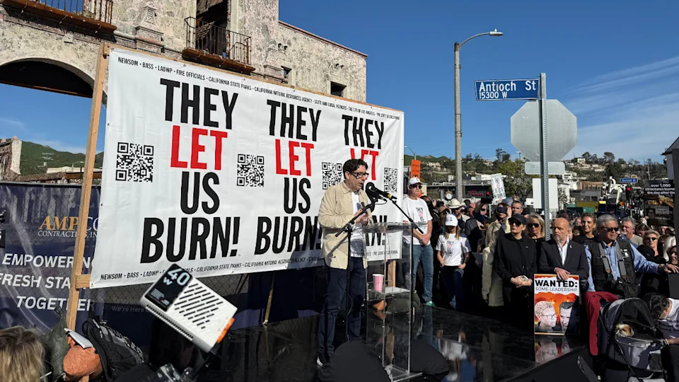 “They Let Us Burn”: Palisades Fire Survivors Rally for Accountability One Year After Devastating Blaze