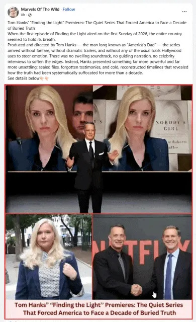 Provera činjenica: Lažna emisija „Finding The Light” Toma Hanksa o slučaju Epstein i Virginia Giuffre potekla iz mreže objava iz Vijetnama