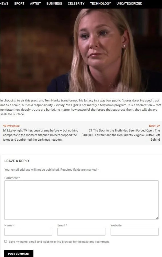 Provera činjenica: Lažna emisija „Finding The Light” Toma Hanksa o slučaju Epstein i Virginia Giuffre potekla iz mreže objava iz Vijetnama