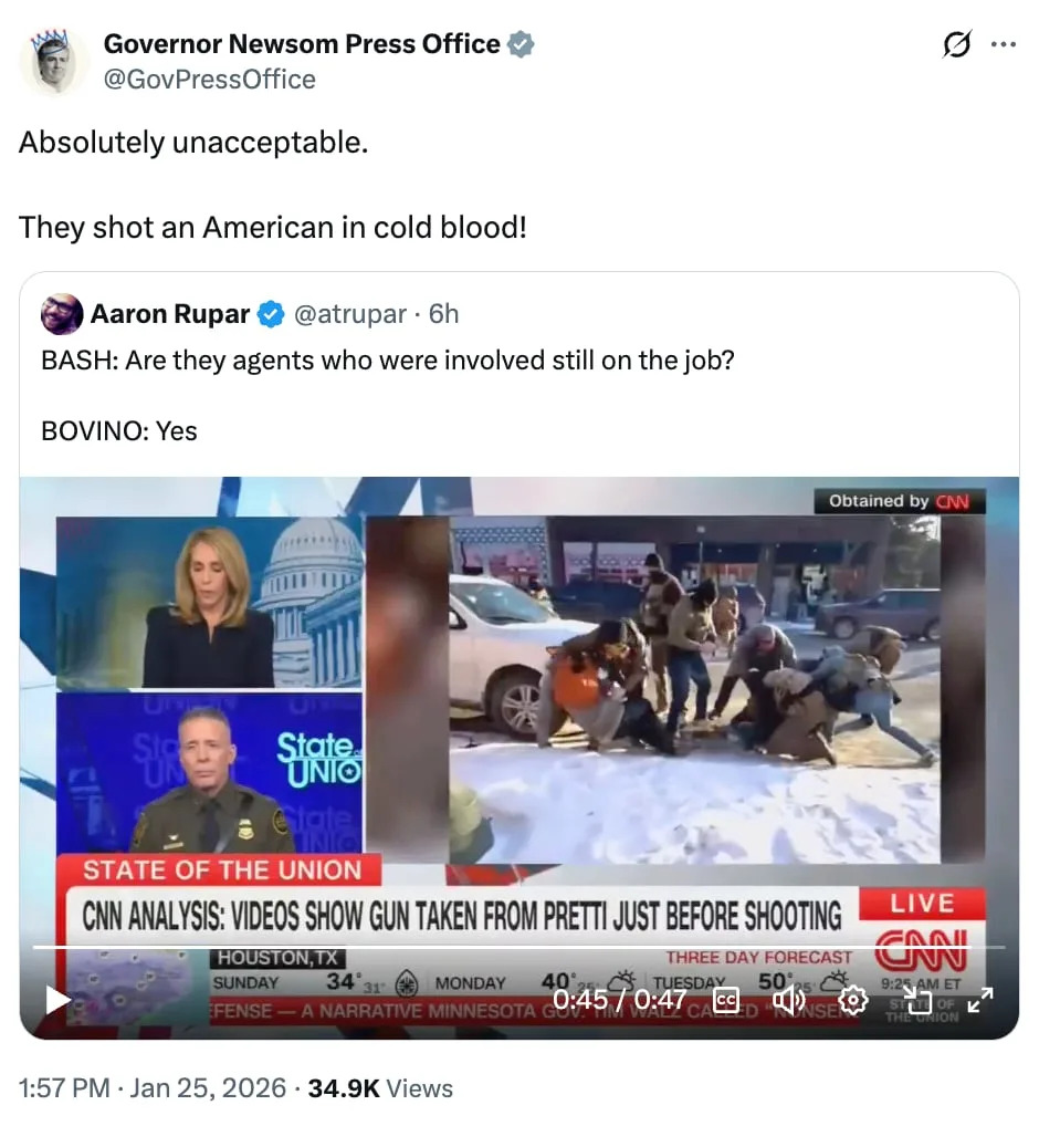 Newsom Labels Border Patrol Commander 'Gestapo Greg' After Defense Of Fatal Minneapolis Shooting