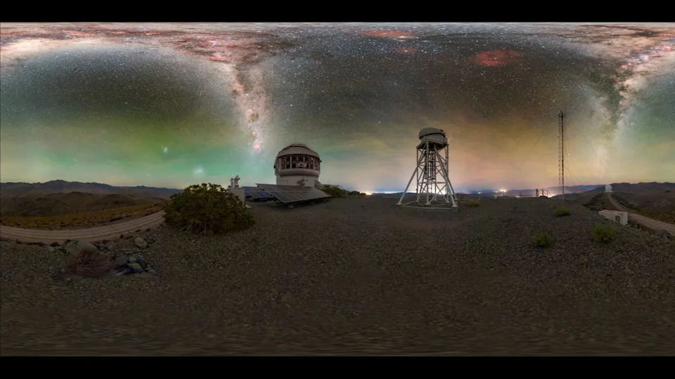 Milky Way Arches Over Gemini South: A Nighttime Panorama From Cerro Pachón