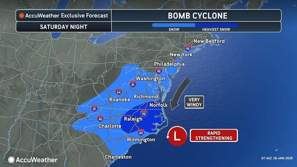 Bomb Cyclone Threatens East Coast This Weekend — Heavy Snow, High Winds and Coastal Flooding Possible