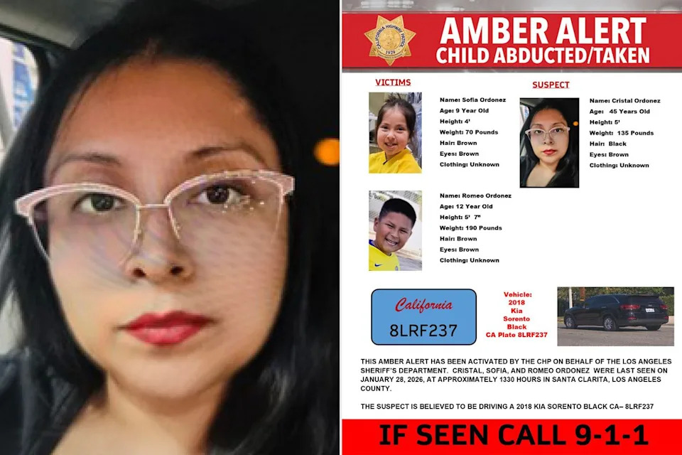 AMBER Alert: Romeo (12) and Sofia (9) Ordonez Missing in Santa Clarita — Suspect Driving Black 2018 Kia Sorento (CA 8LRF237)