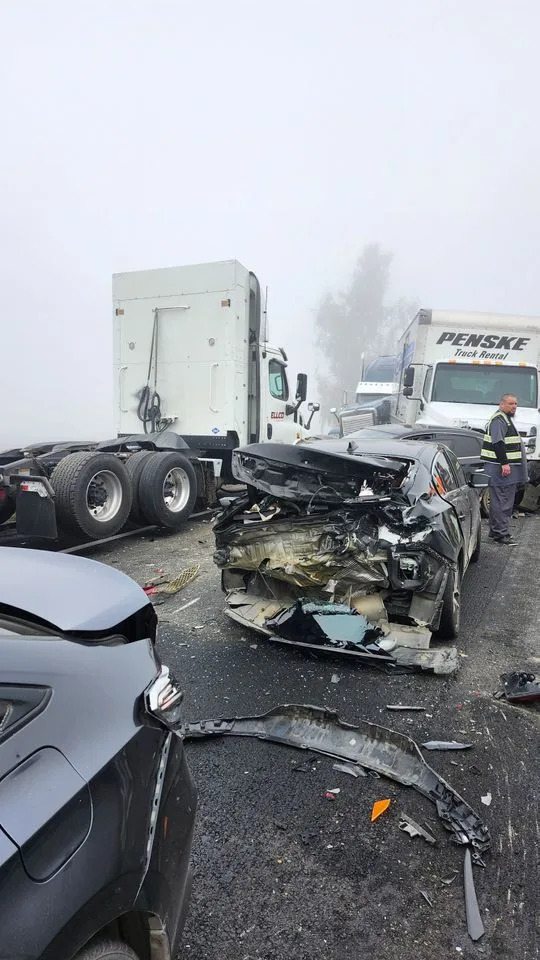 Massive 59-Vehicle Pileup on California State Route 99 Injures At Least 10; Fog Cited