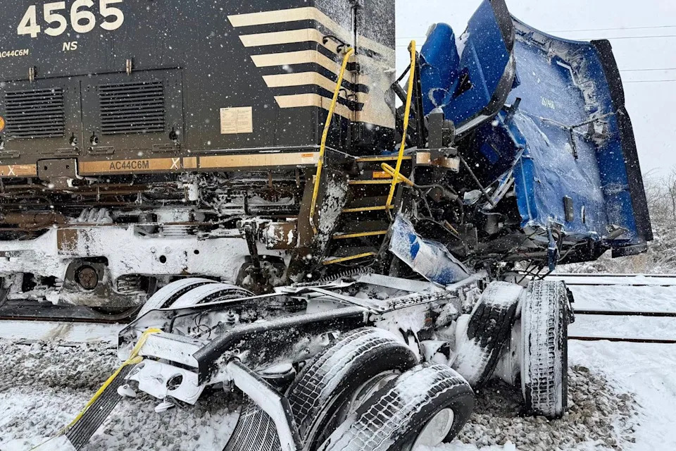 Truck Driver Jumps Clear Seconds Before Train T-Bones Semi During Fierce North Carolina Snowstorm