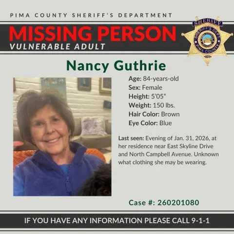 Sheriff Says No Evidence of a Wider Public Threat After Nancy Guthrie’s Apparent Abduction