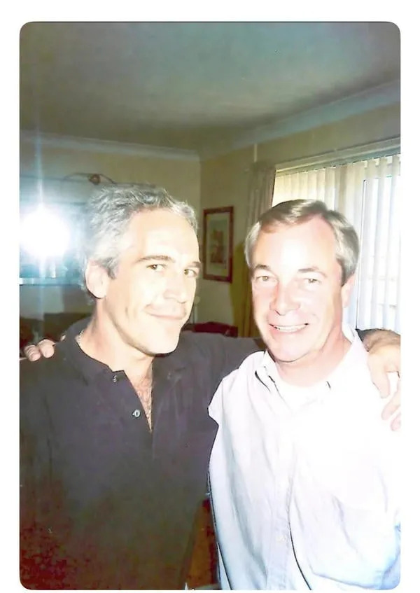 Fact Check: Viral Photo Purporting To Show Nigel Farage With Jeffrey Epstein Is Fake