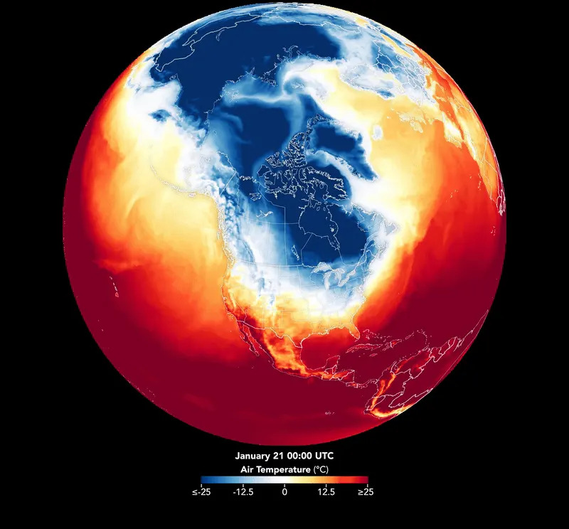 NASA Maps January Polar Vortex: Satellite-Model Blend Reveals Lingering Arctic Chill