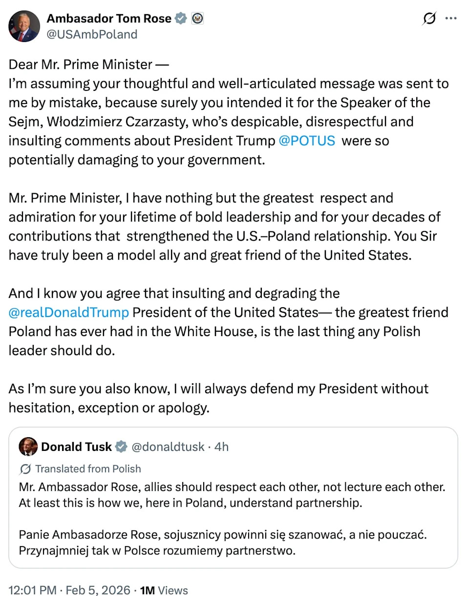 Diplomatic Fallout: U.S. Ambassador Threatens To Cut Ties After Polish Speaker Rejects Trump’s Nobel Bid