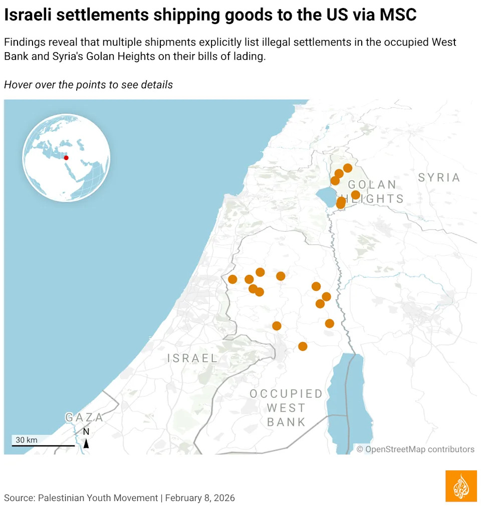 Istraga: MSC Je Olakšavala Izvoz Iz Izraelskih Naselja Preko Evropskih Luka