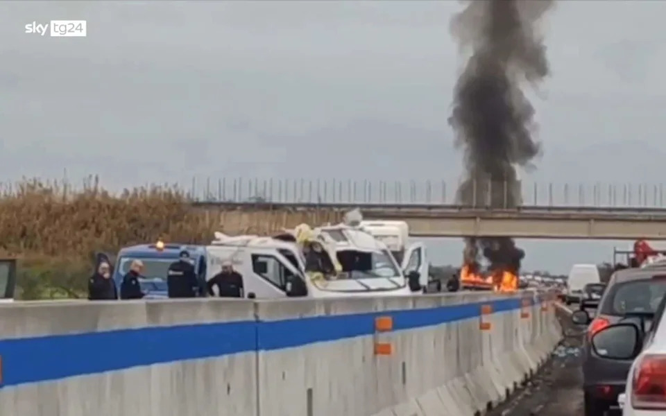 Gang Posing As Police Blow Up Armoured Cash Van On Italian Motorway