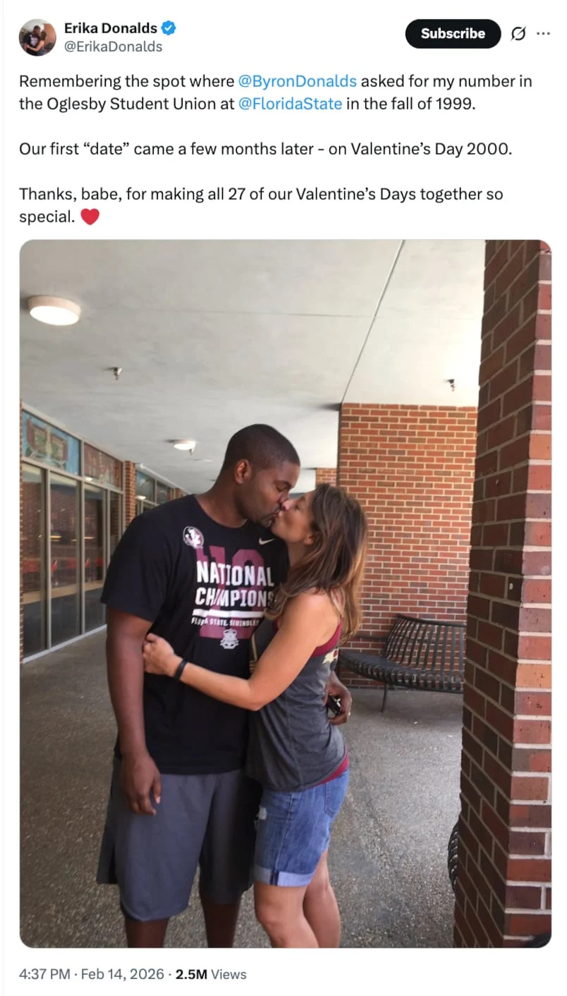 Florida GOP Candidate Faces Backlash After Wife’s Valentine’s Post Reveals Timeline