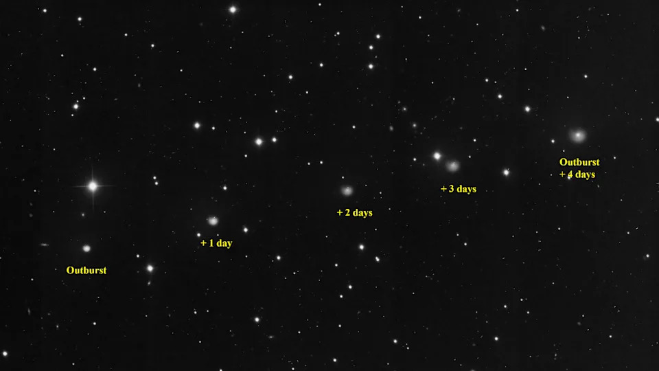 Kometa 29P Pretvorila Se U Svetleću 'Puževa Školjka' Nakon Moćne Erupcije