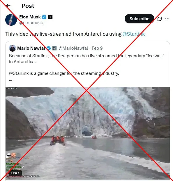 Viralni livestream nije iz Antarktika: 'Ledeni zid' snimljen u Patagoniji, ne zahvaljujući Starlinku