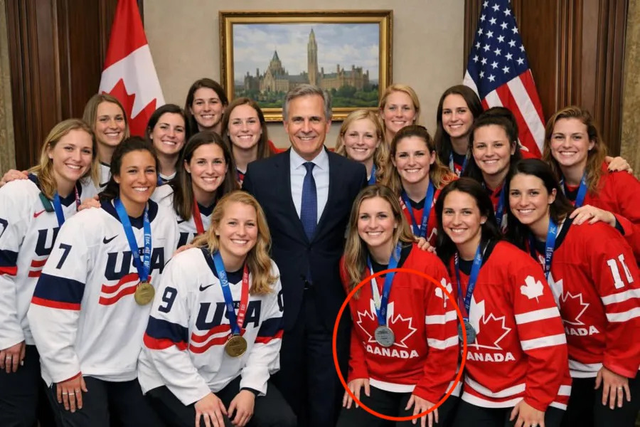 Provera Činjenica: Lažna Fotografija Prikazuje Ženske Hokejaške Timove SAD i Kanade Uz Navodnu Posetu Premijeru