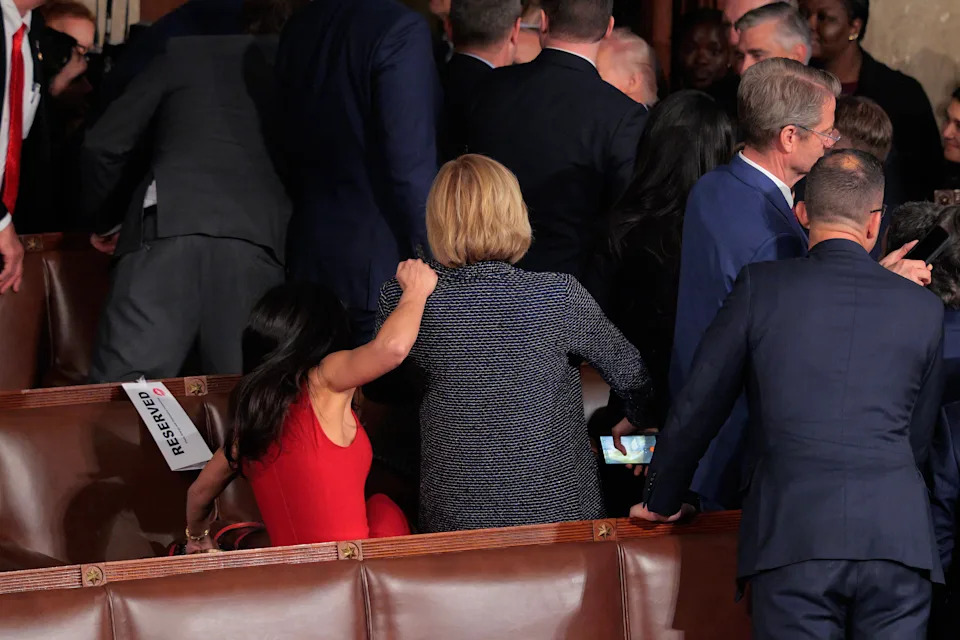 Boebert Tumbles at SOTU, Pulls Down Rep. Claudia Tenney — Lawmakers Laugh It Off