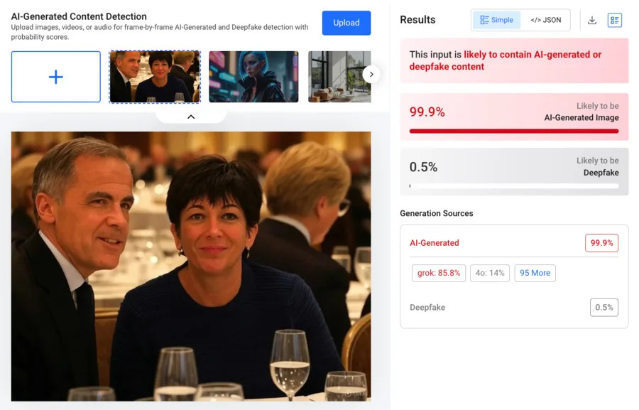 Lažna fotografija: Mark Carney nije večerao sa Ghislaine Maxwell — slika je AI-generisana