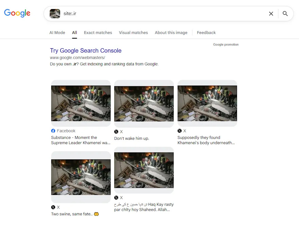 Provera činjenica: Fotografija tela Ali Khameneija izvučenog iz ruševina je verovatno AI‑manipulacija (SynthID vodeni žig)