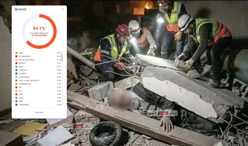 Provera činjenica: Fotografija tela Ali Khameneija izvučenog iz ruševina je verovatno AI‑manipulacija (SynthID vodeni žig)