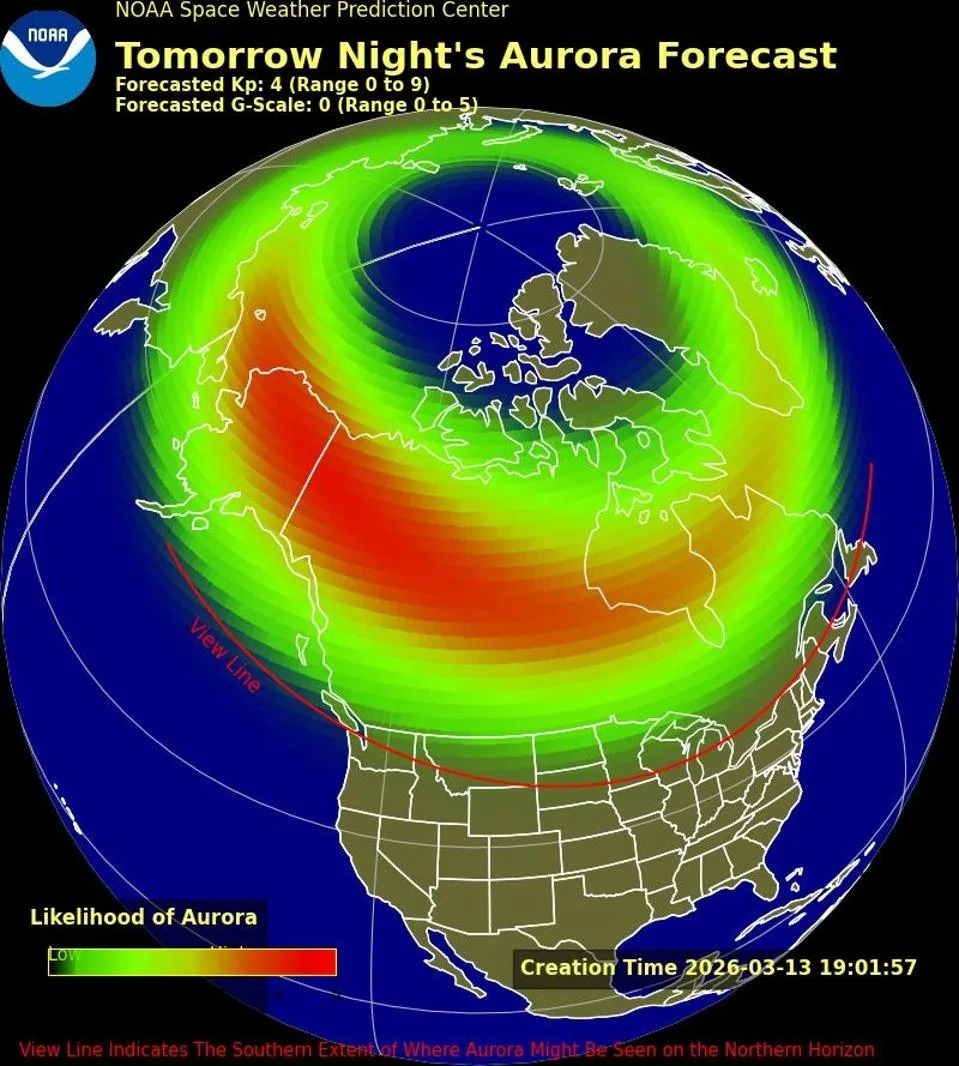 Northern Lights Alert: NOAA Says Aurora May Be Visible Across 10 US States March 14–15