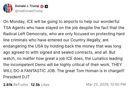 Border Official Says ICE Will Deploy To U.S. Airports Monday — No Final Plan Yet