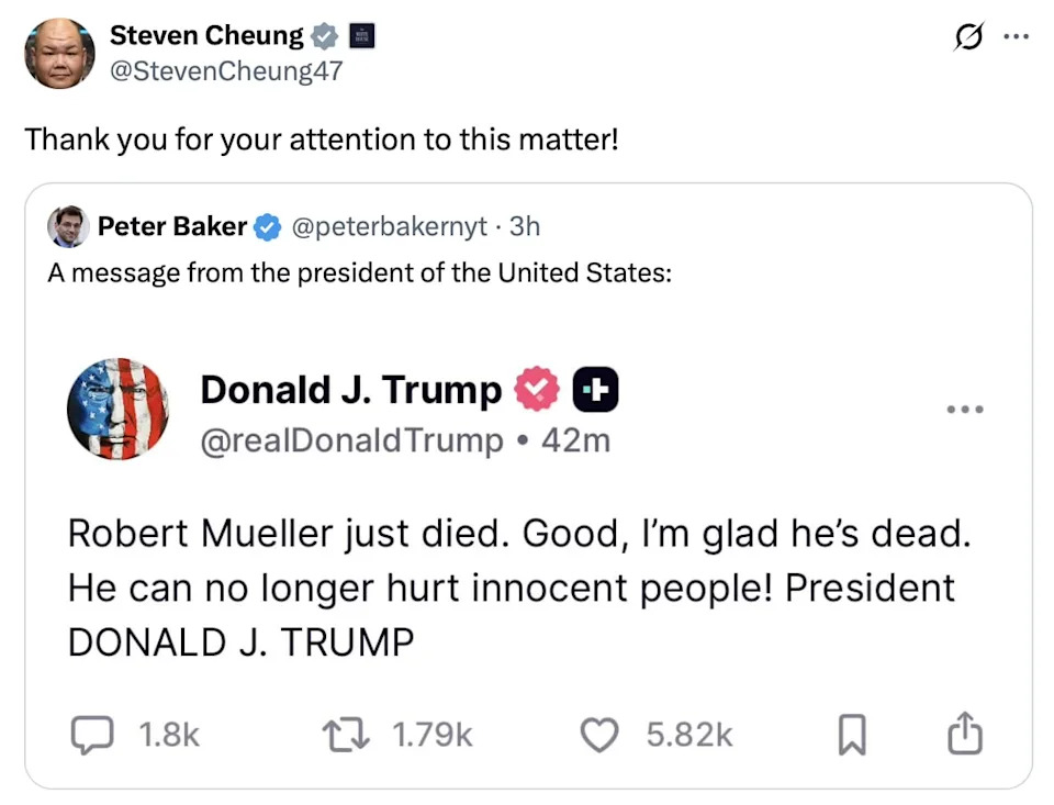 Booker Uses Vance's Own Words To Expose MAGA 'Hypocrisy' After Trump Celebrates Mueller's Death