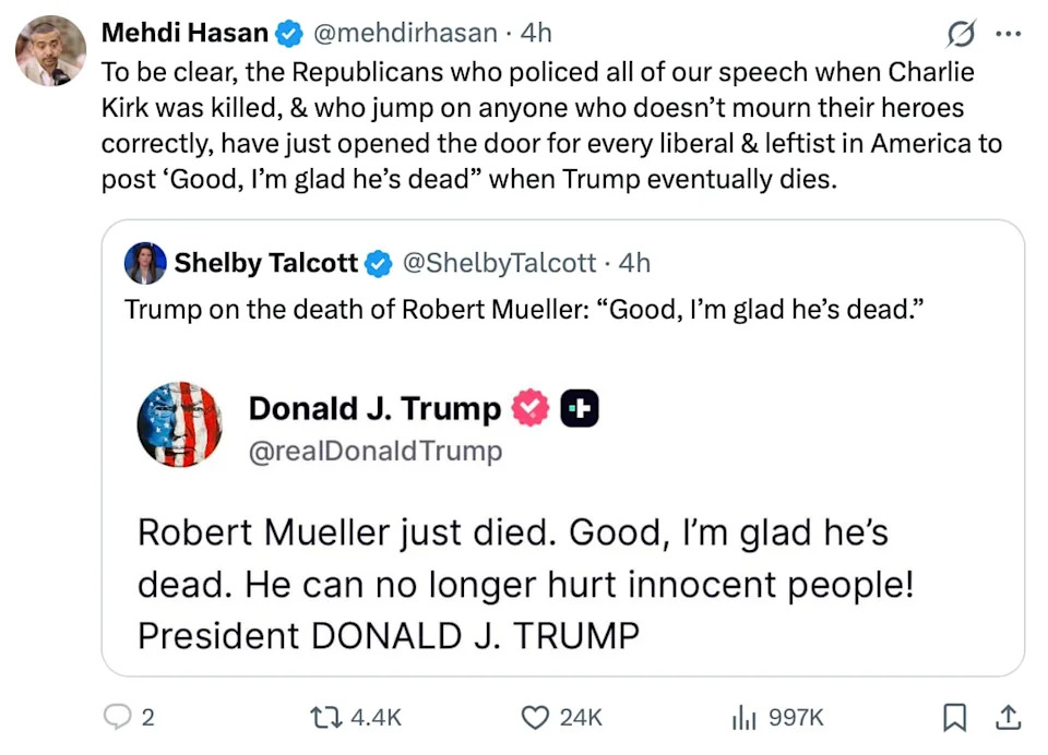 Booker Uses Vance's Own Words To Expose MAGA 'Hypocrisy' After Trump Celebrates Mueller's Death