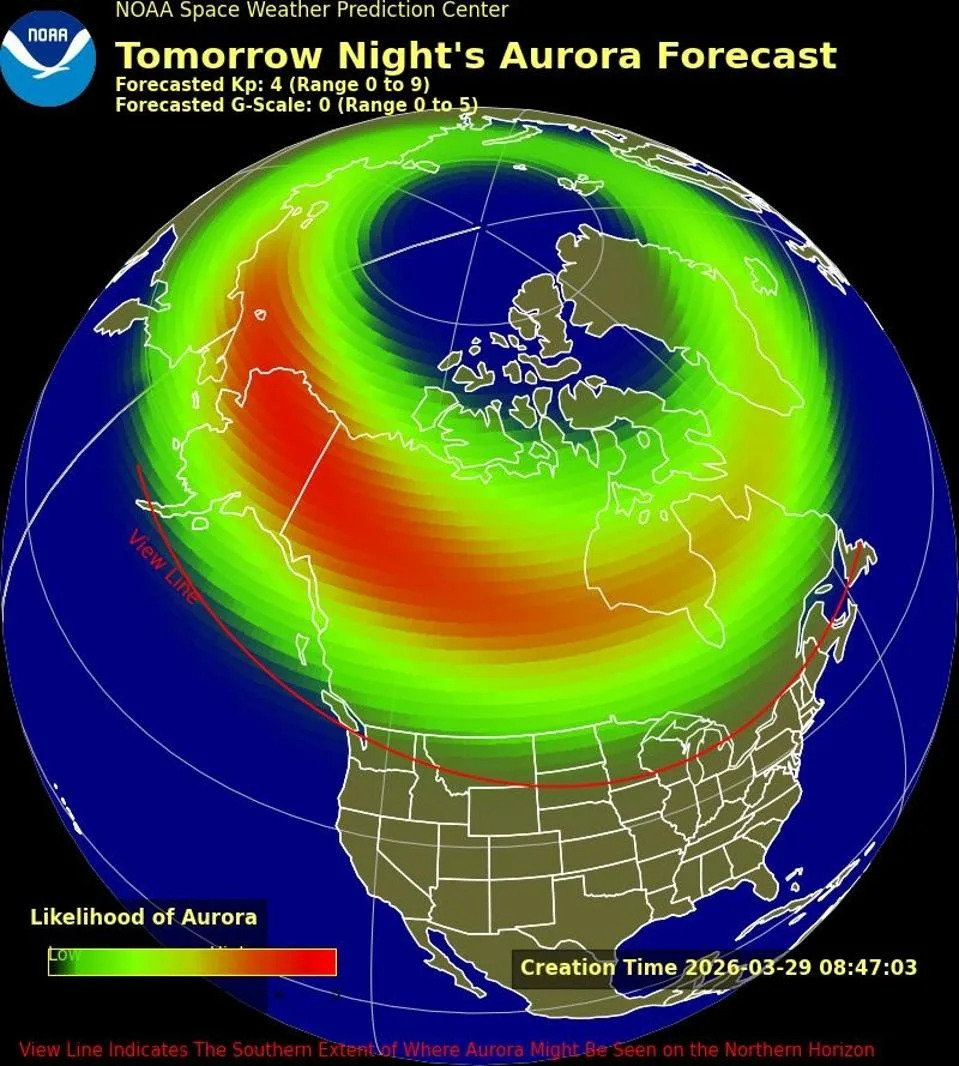 Northern Lights Alert: Aurora Could Reach 10 U.S. States Overnight (Mar 29–30)