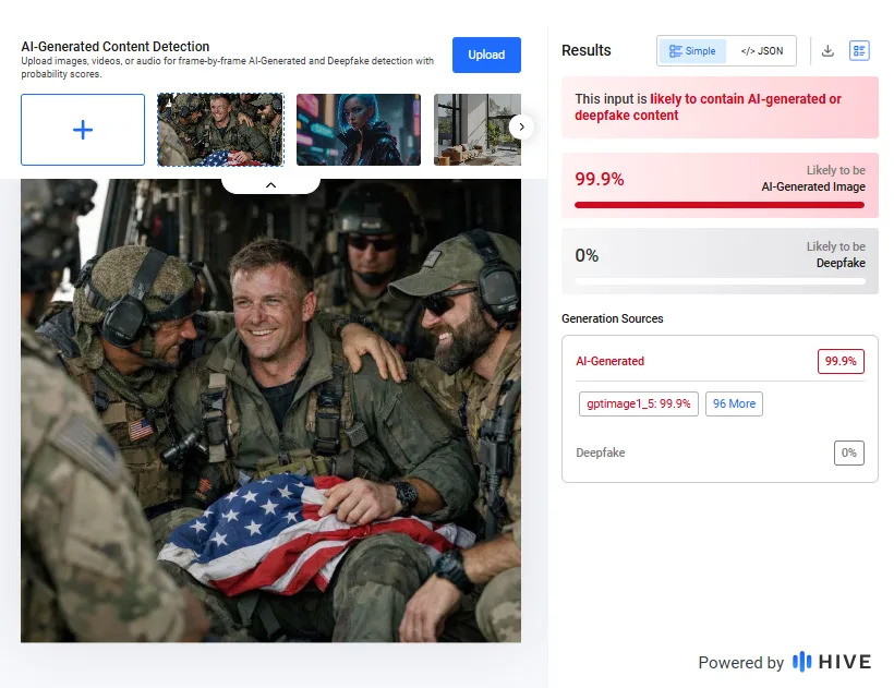 Lažna fotografija spašenog pilota F-15: AI-deepfake (99,9% prema analizi)