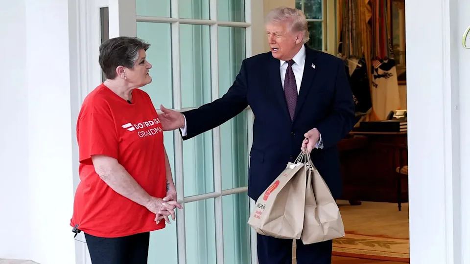 Trump Surprises ‘DoorDash Grandma’ With Cash Tip During White House Tax Day Event