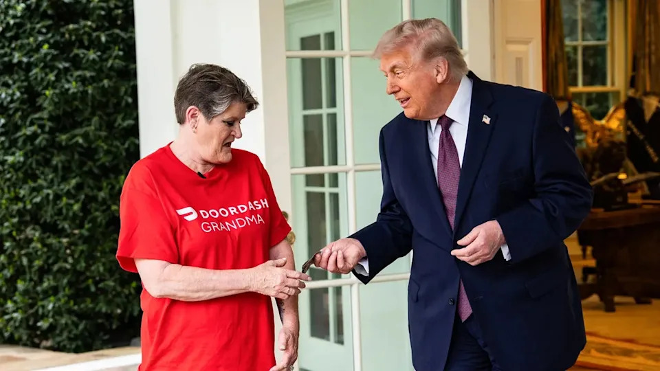 Trump Surprises ‘DoorDash Grandma’ With Cash Tip During White House Tax Day Event
