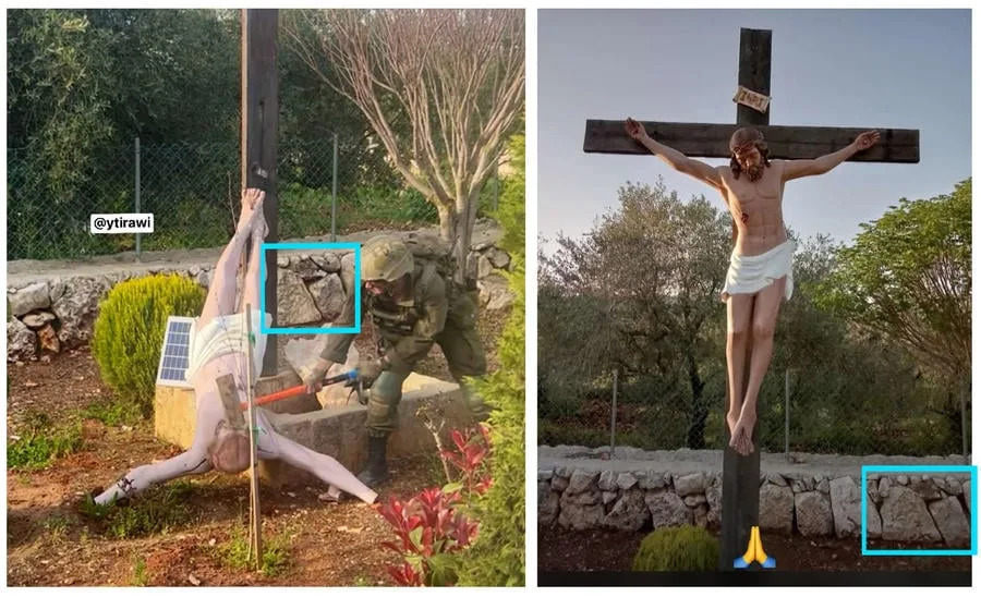 Provera činjenica: Fotografije koje prikazuju IDF vojnika kako 'popravlja' krst su AI‑generisane; stvarna fotografija vandalizma je autentična