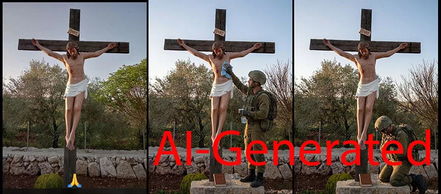 Provera činjenica: Fotografije koje prikazuju IDF vojnika kako 'popravlja' krst su AI‑generisane; stvarna fotografija vandalizma je autentična