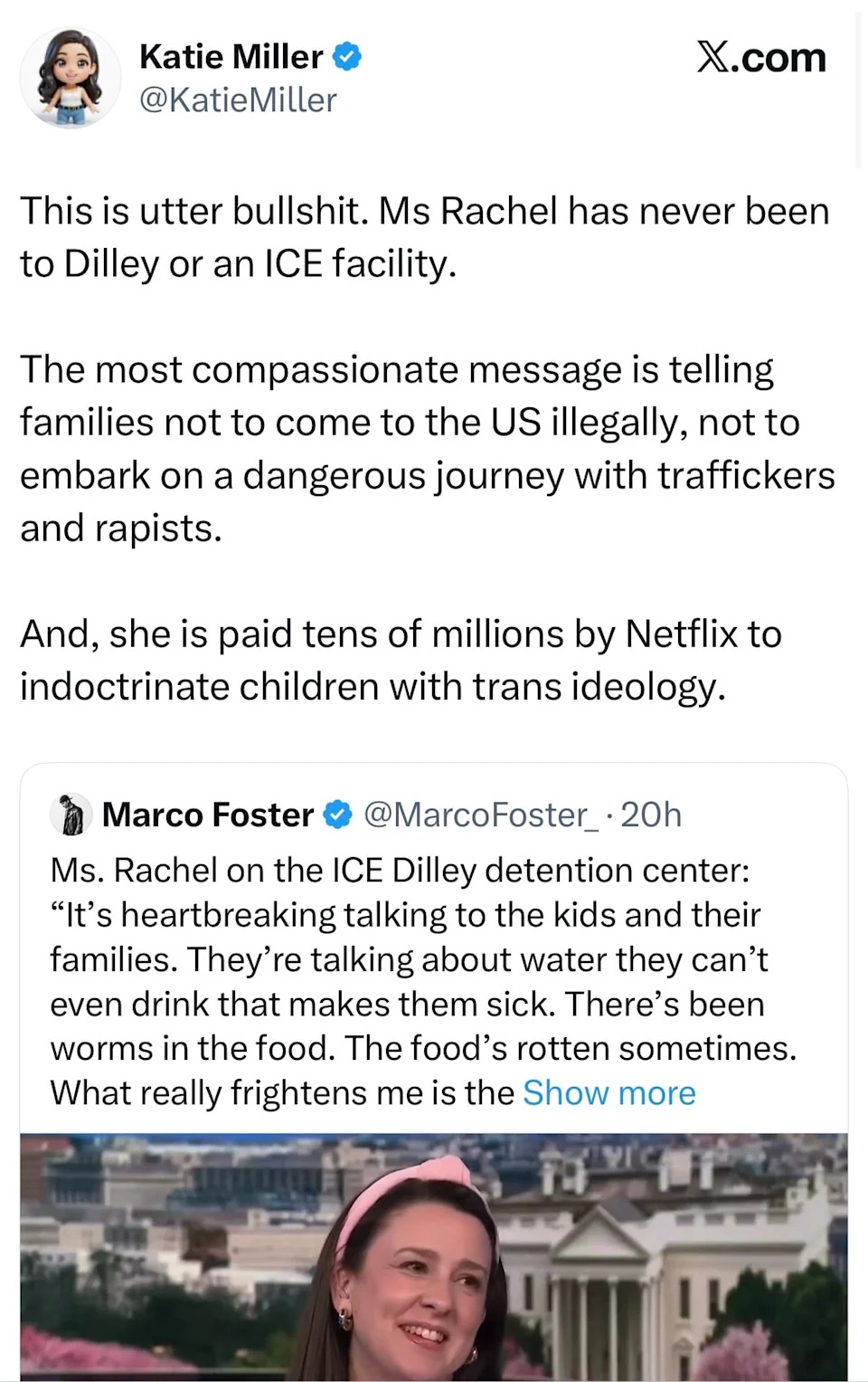 Katie Miller Fires Back After Ms. Rachel Describes Alleged Harsh Conditions at Dilley ICE Center