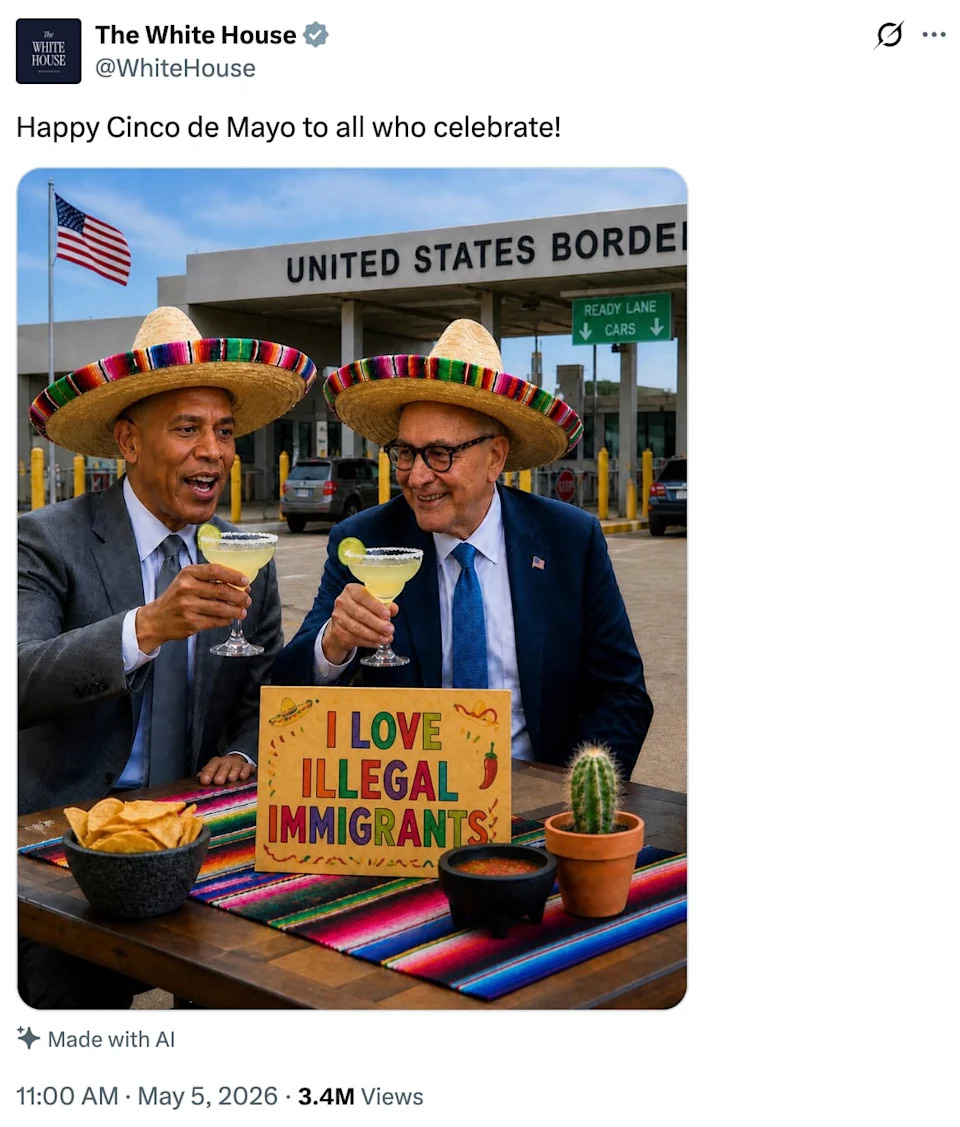 White House Cinco de Mayo Post Backfires, Draws Accusations of Racism and Viral Counterposts