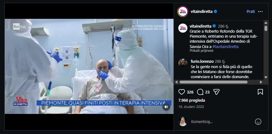 Provera činjenica: Video iz 2020. prikazuje lečenje COVID-19 u Italiji — nije hantavirus iz 2026.