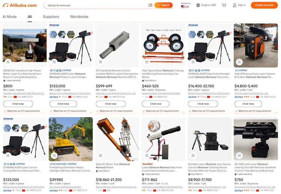 Alibaba Nudi Visokoenergetske Handheld Lasere Oglášene Kao 'Uklanjači Prepreka' — Opasnost Za Oči I Javnu Bezbednost