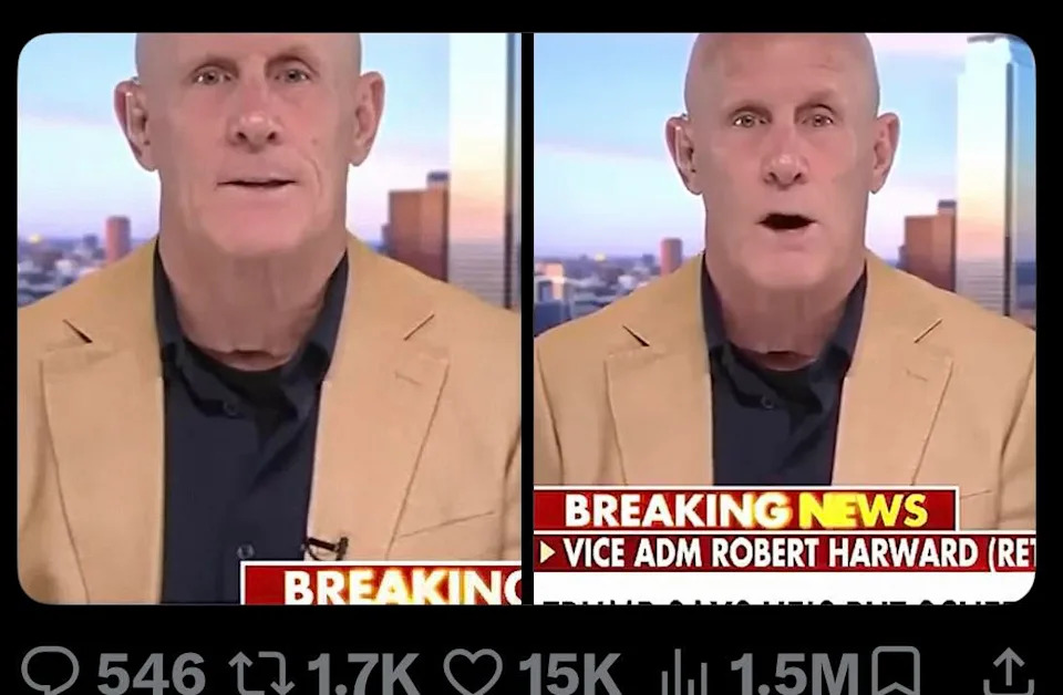Provereno: Video gostovanja viceadmirala Roberta Harwarda na Fox News je autentičan — „masku“ je prouzrokovala senka