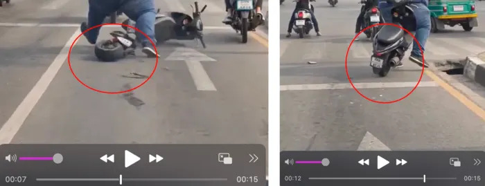Lažan viralni video: skuter 'prepolovio' se na zelenom svetlu — video je AI-generisan